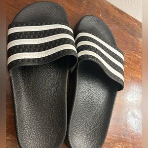 Black and White Adidas Slides